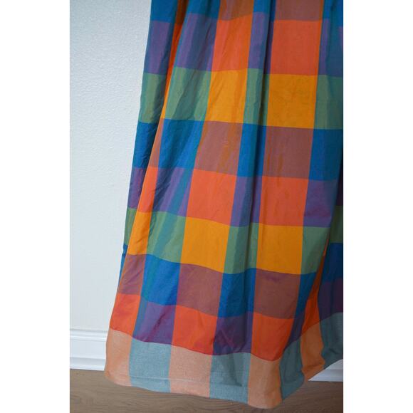 Payal Jain Smocked Bodice Madras Plaid Maxi Dress Anthro Size 1X - Picture 4 of 8